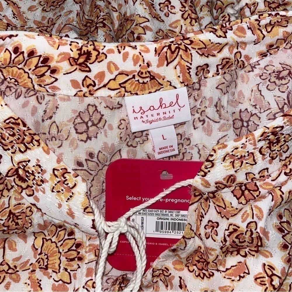NWT Isabel Maternity By Ingrid & Isabel 3/4
Sleeve Peasant Blouse Floral Size L - Picture 5 of 5